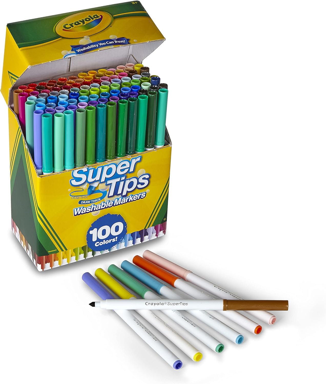 Crayola Super Tips Marker Set (100ct), Fine Point Washable Markers, Drawing