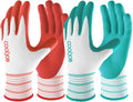 COOLJOB 2 Pairs Gardening Gloves for Women Ladies, Breathable Rubber Coated