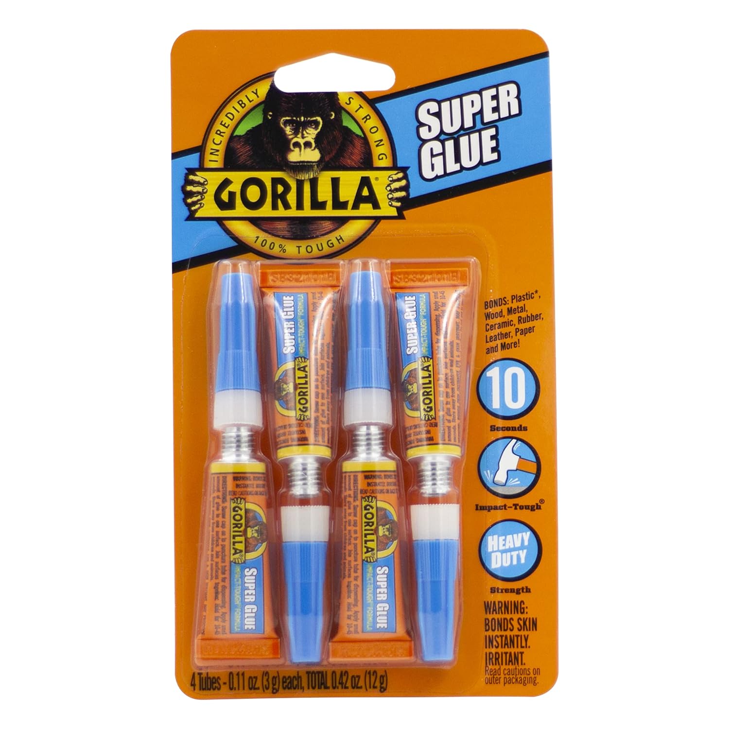 Gorilla Super Glue, Fast‰ÛÔSetting, Impact‰ÛÔTough All‰ÛÔPurpose Adhesive