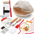 Complete Sourdough Starter Kit, Banneton Bread Proofing Basket with Glass