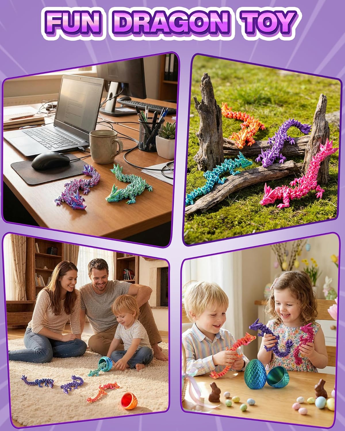 12PACK 3D Printed Dragon Eggs, Easter Basket Stuffers for Children and Teens