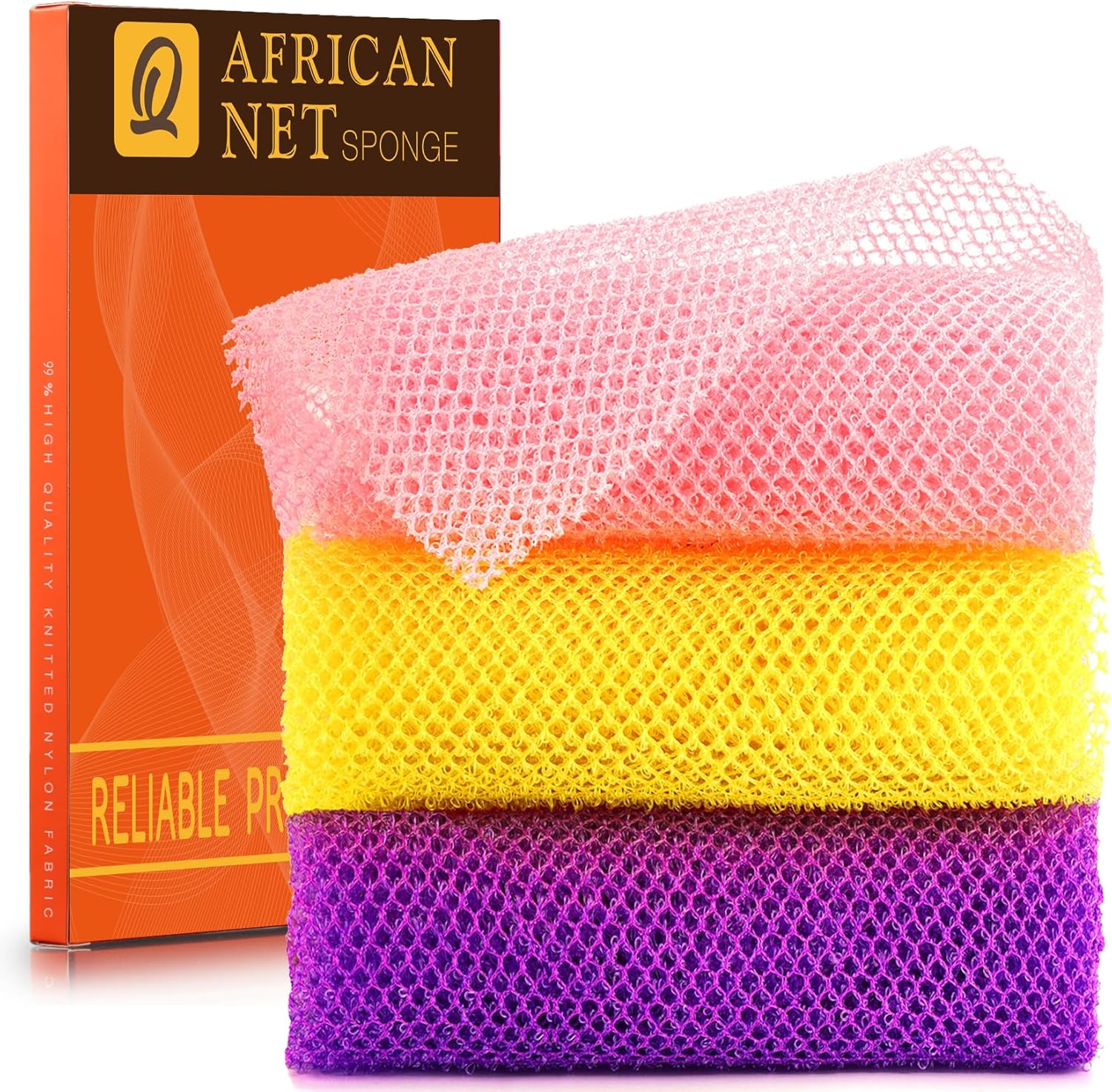 UJFQBH 3 Pieces African Bath Sponge African Net Long Net Bath Sponge