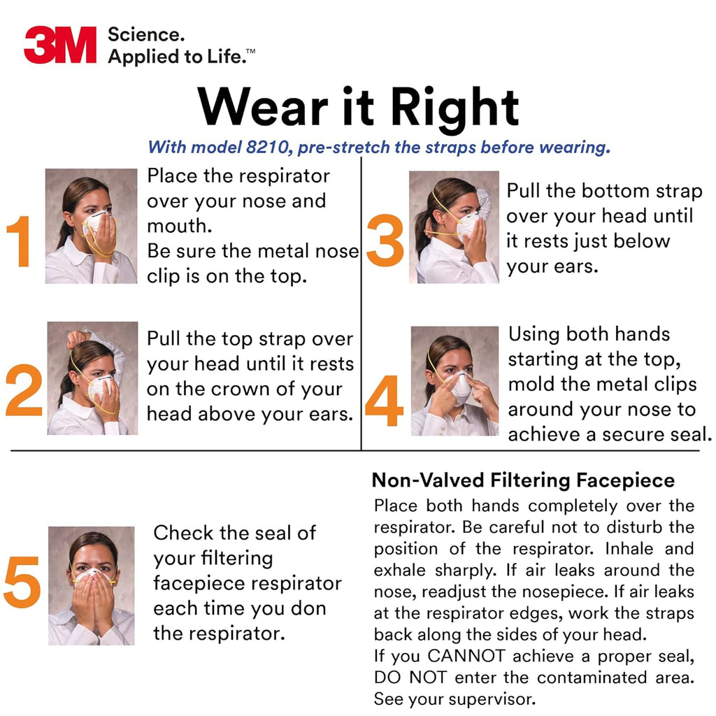 3M 8210 Particulate Respirator, N95, Pack of 20 Disposable Respirator, NIOSH