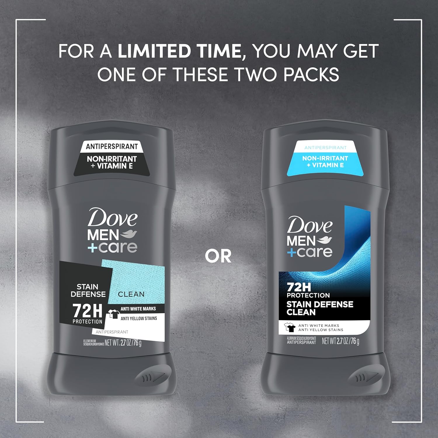 Dove Men+Care Deodorant Stick 4 Count Stain Defense Clean for Men, Anti-white