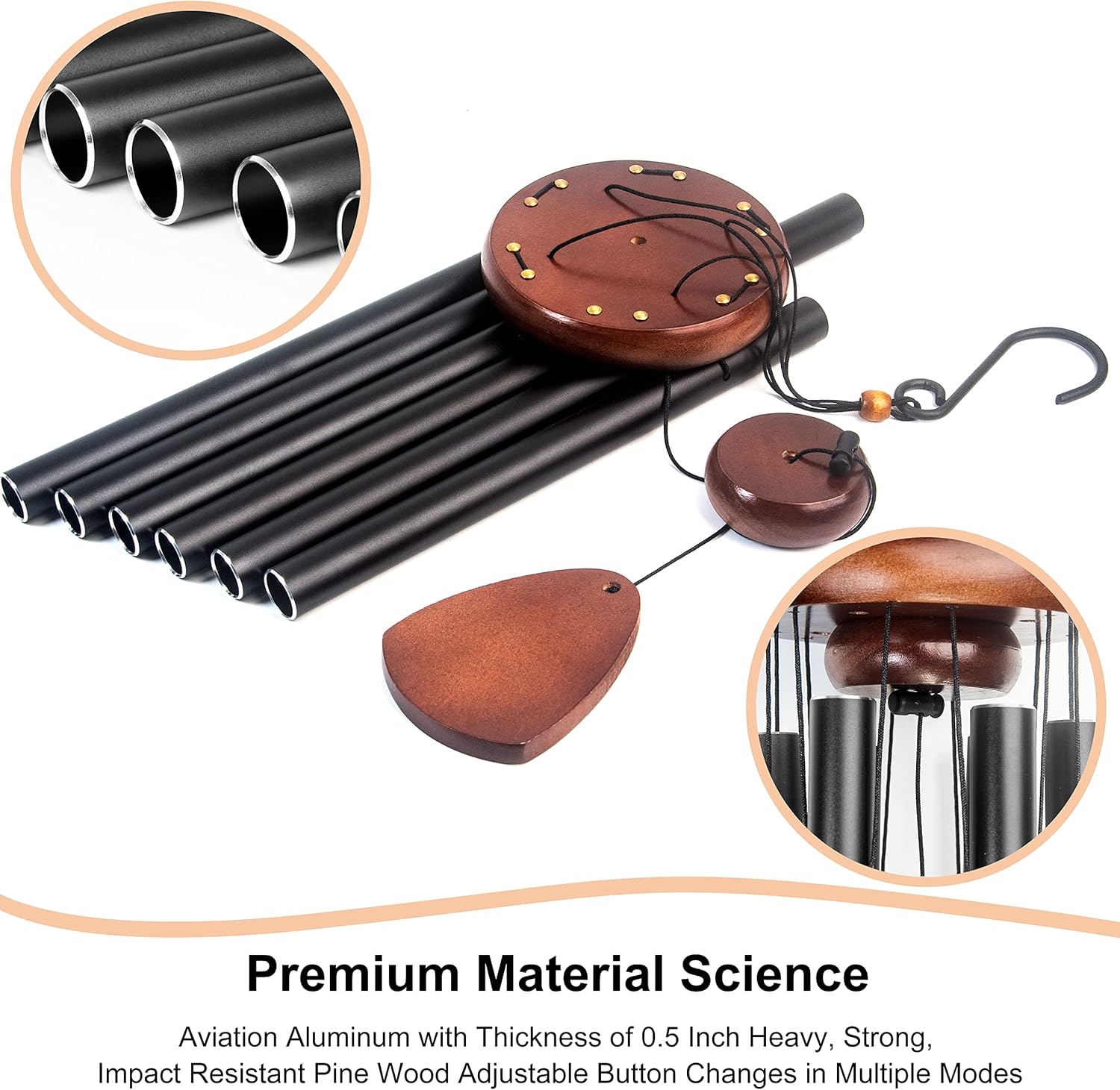 Bursvik Large Aluminium Wind Chimes 37" to Create a Zen Atmosphere Suitable