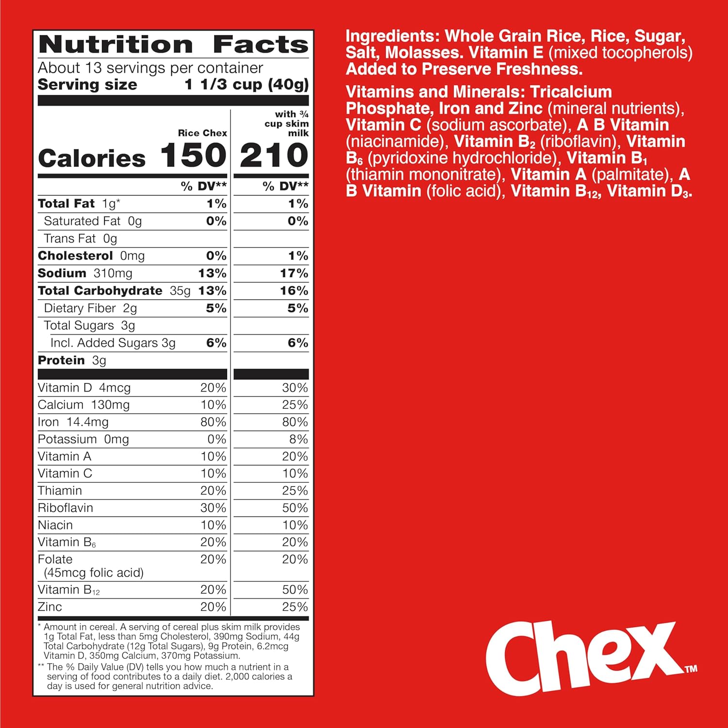 Rice Chex Gluten Free Breakfast Cereal, Homemade Chex Mix Ingredient, Family