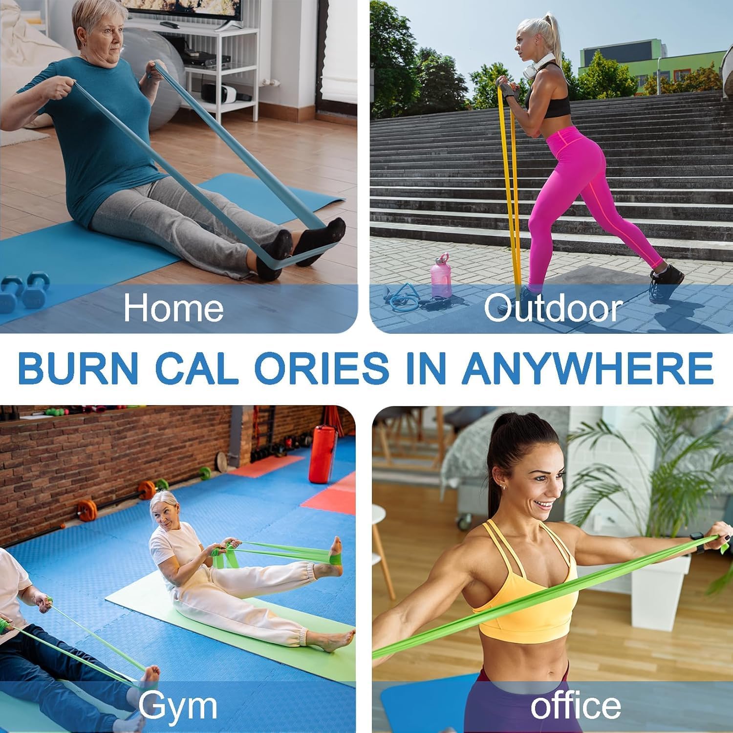 Lianjindun 5 Pcs Professional Resistance Bands. Latex-Free, Pilates Band