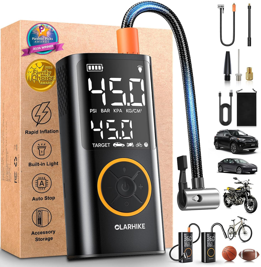 OlarHike Tire Inflator Portable Air Compressor,Cordless Electric Bike Pump
