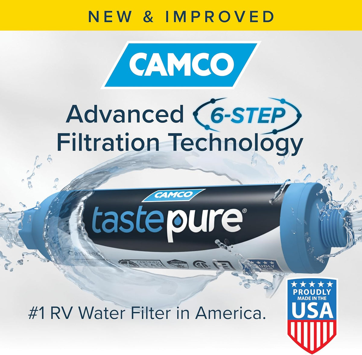 Camco Tastepure RV Water Filter - Advanced RV Inline Water Filter with