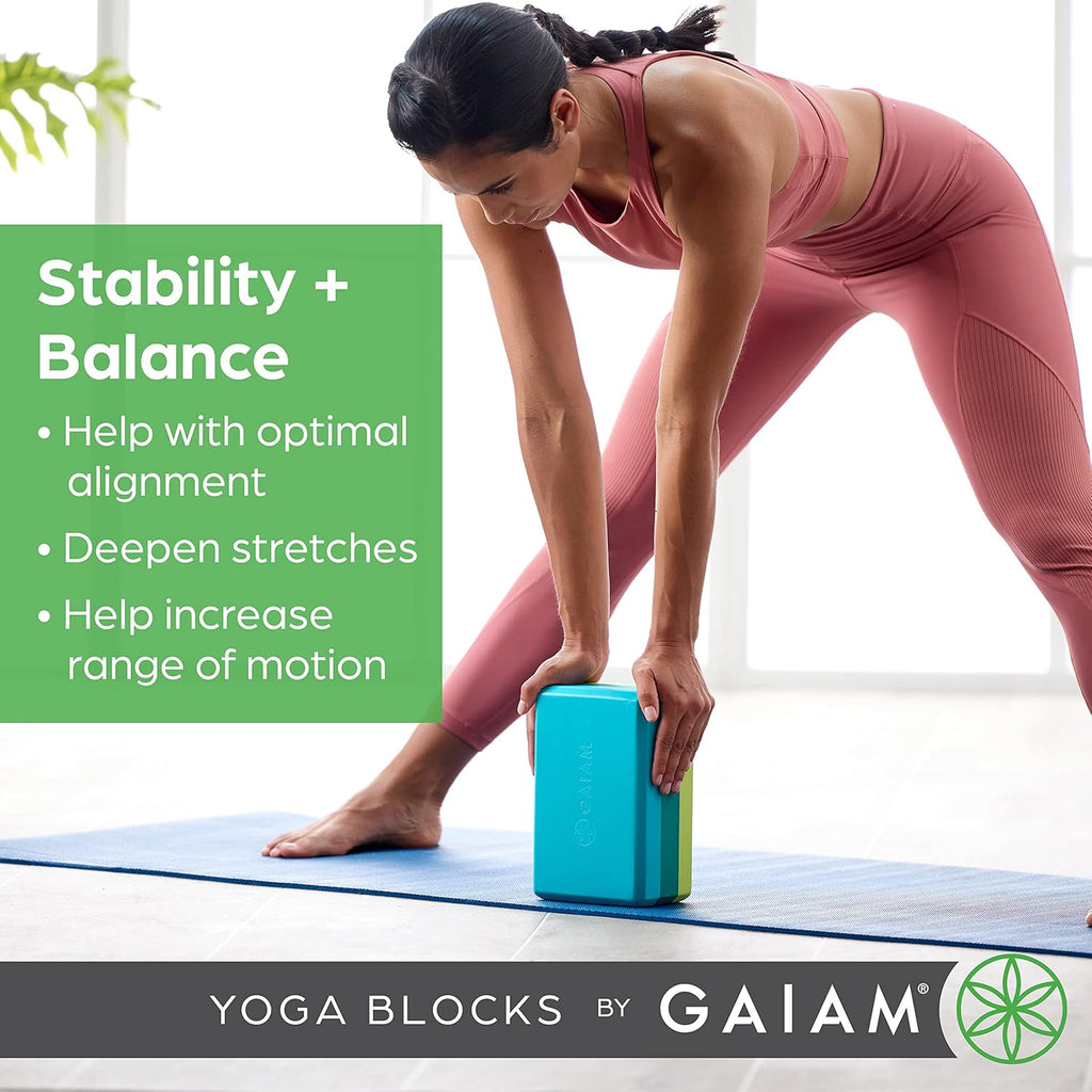 Gaiam Yoga Block - Supportive Latex-Free Eva Foam - Soft Non-Slip Surface
