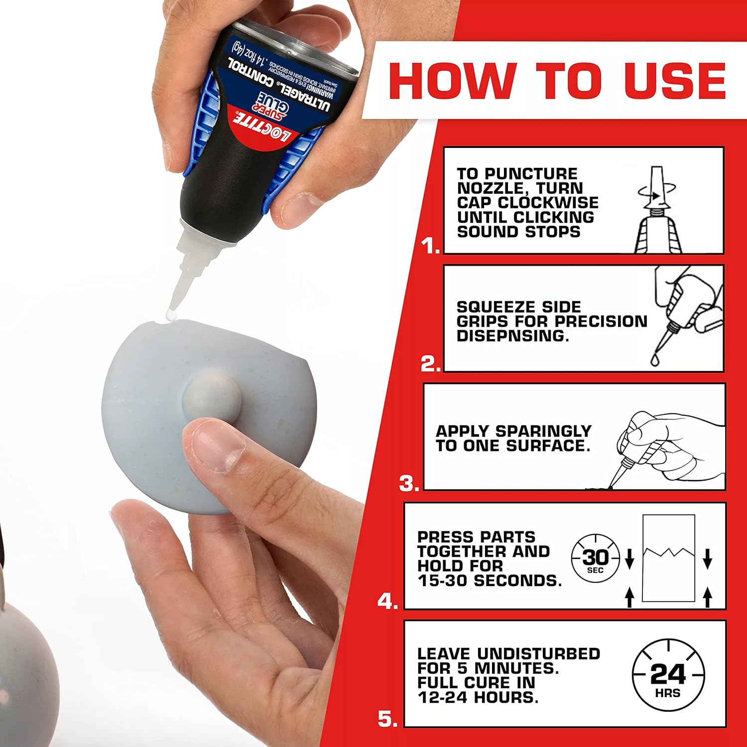 Loctite Super Glue Ultra Gel Control, Clear, 0.14 fl oz Bottle, 1 Pack