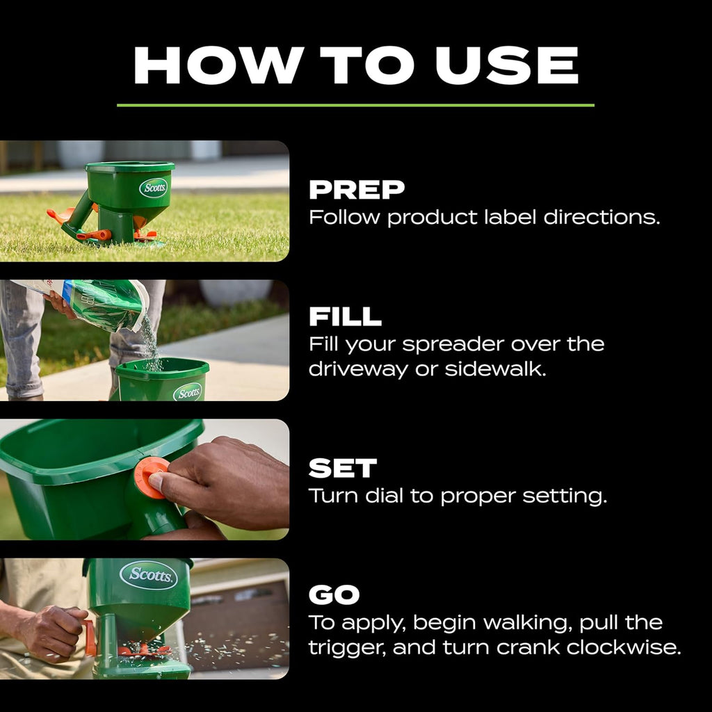 Scotts Whirl Hand-Powered Spreader - for Grass Seed, Lawn Fertilizers, Salt