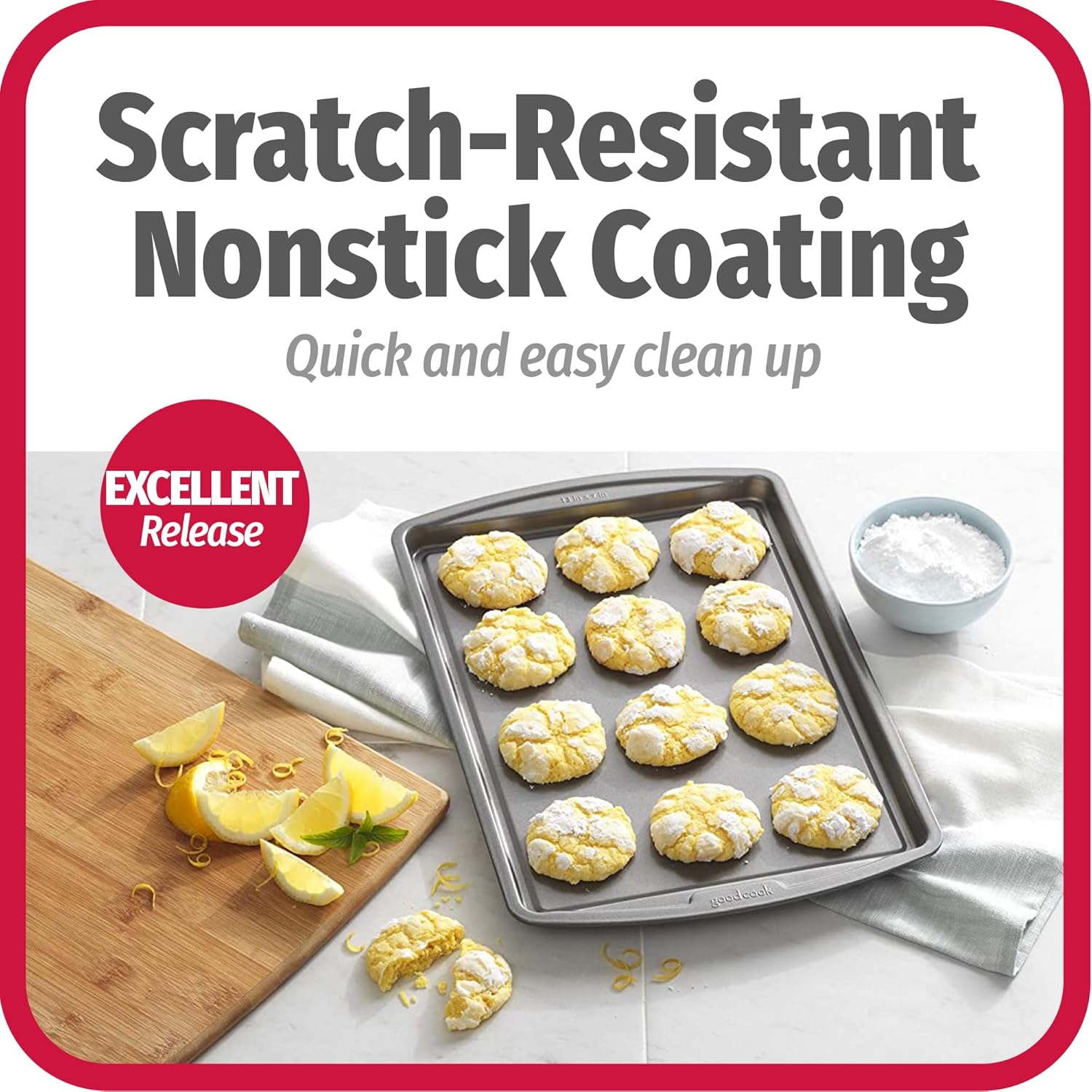 GoodCook Everyday Nonstick Carbon Steel 13‰۝ x 9‰۝ Baking Sheet Set, 3 Pack