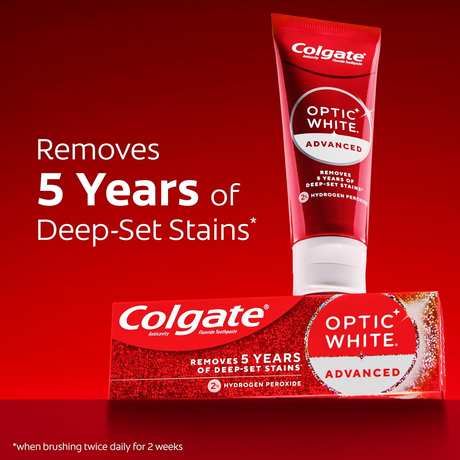Colgate Optic White Advanced Hydrogen Peroxide Toothpaste, Teeth Whitening