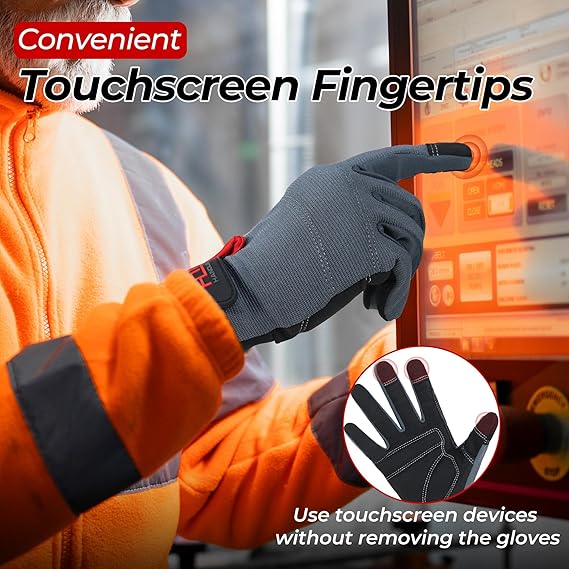 HANDLANDY Work Gloves for Men & Women, Utility Mechanic Working Gloves Touch