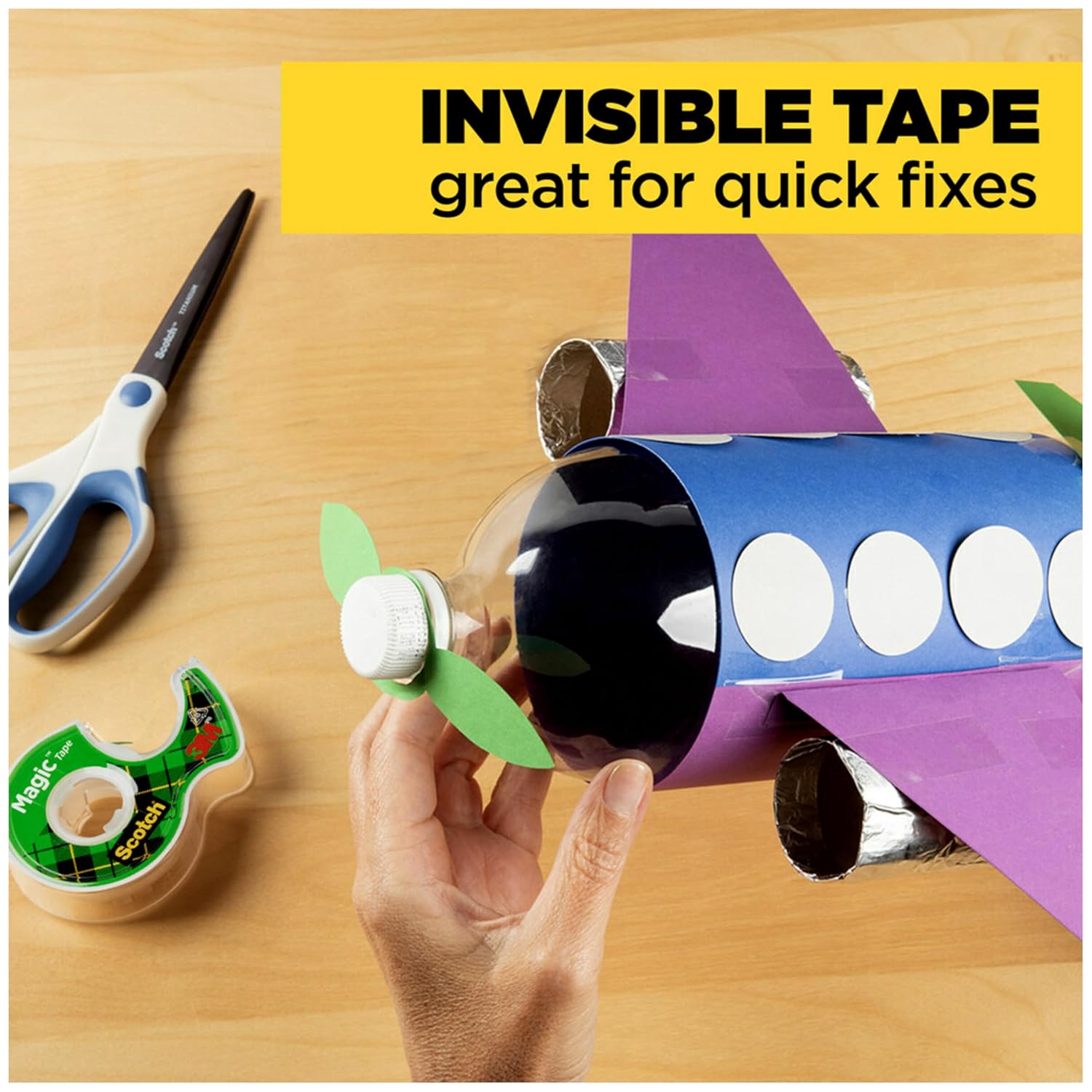 Scotch Magic Tape, 3 Dispensered Rolls, Numerous Applications, Invisible