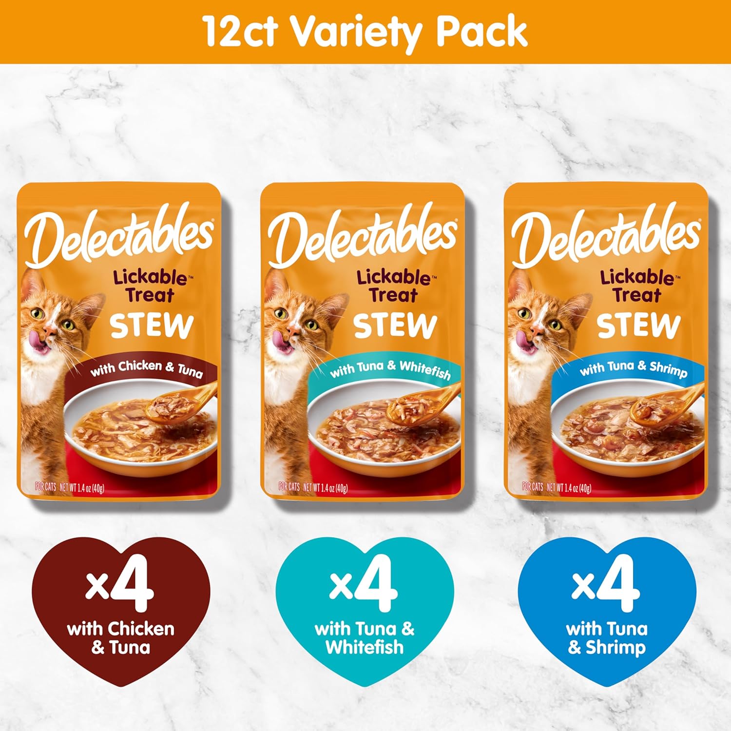 Delectables Lickable Treat Stew Wet Cat Treat Variety Pack, Food Topper