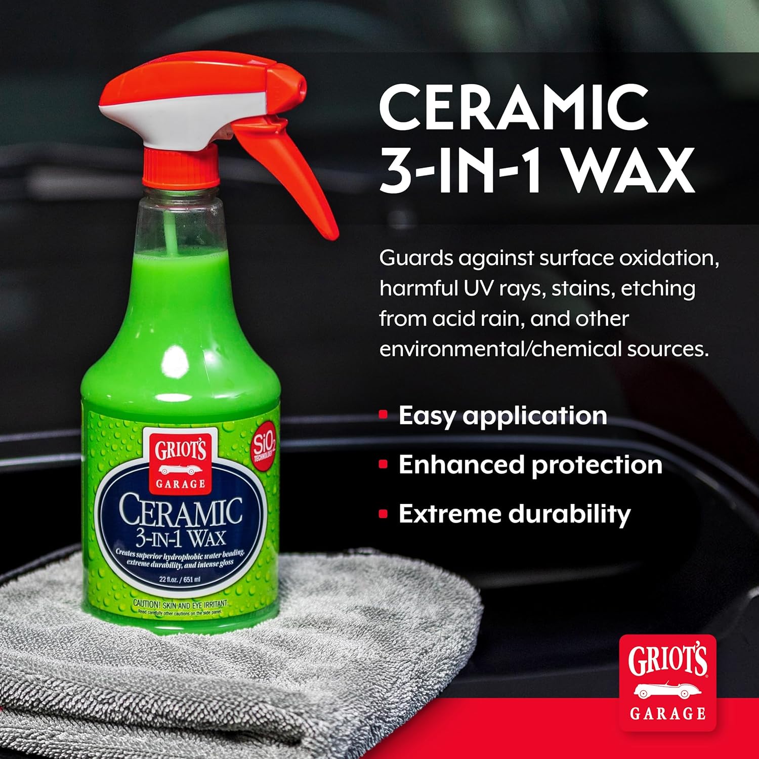 Griot‰۪s Garage Ceramic 3-in-1 Wax, SiO2 Spray for Cars, Trucks, and RV‰۪s