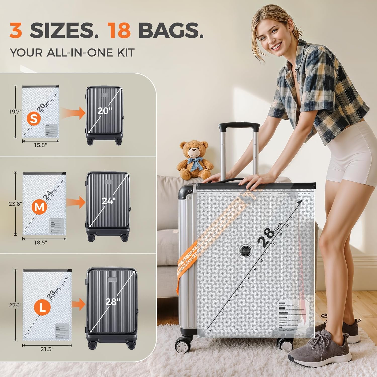Nicetree 18-Pack Vacuum Seal Bags with Rechargeable Wireless Pump