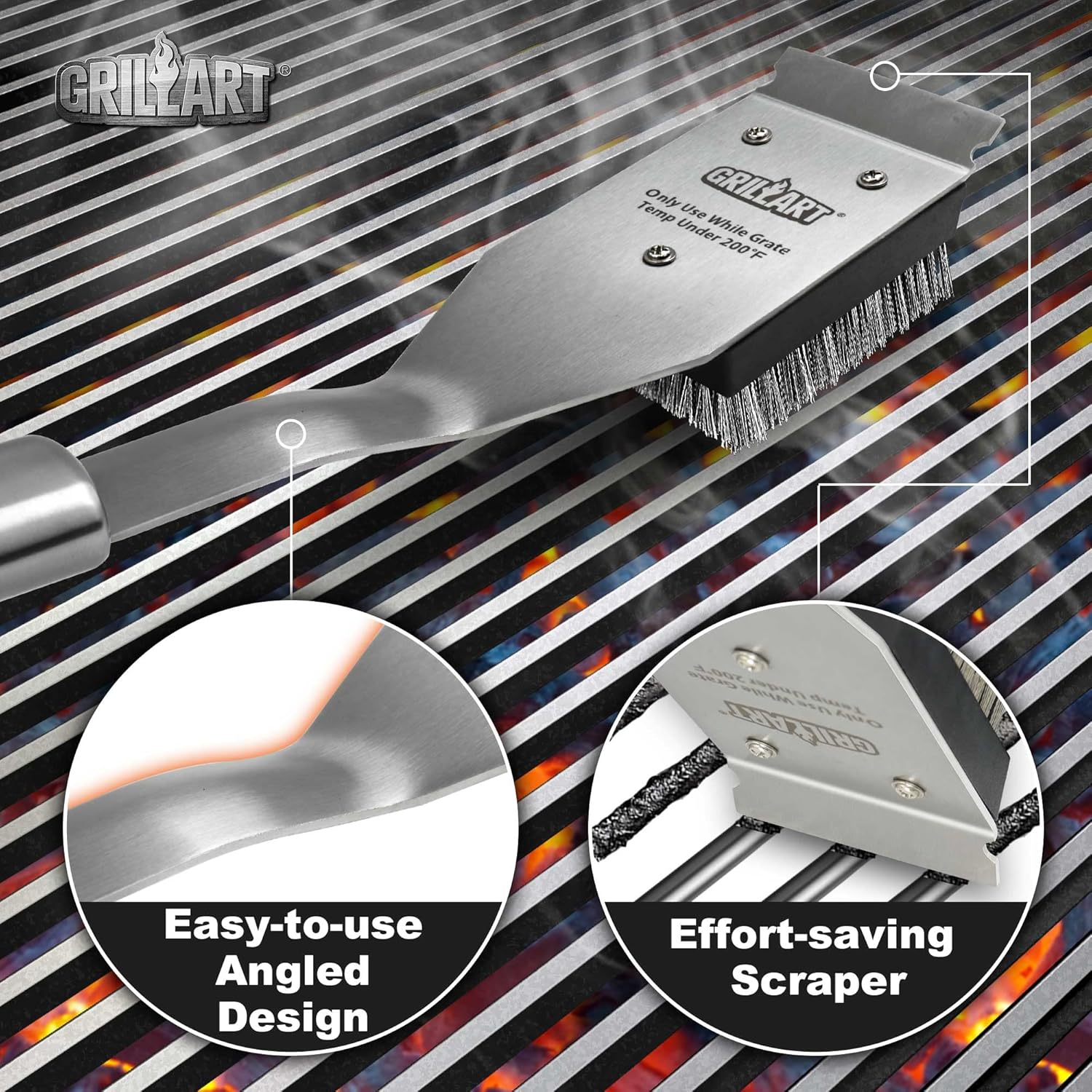GRILLART Grill Brush and Scraper, Wire BBQ Grill Brush for Outdoor Grill
