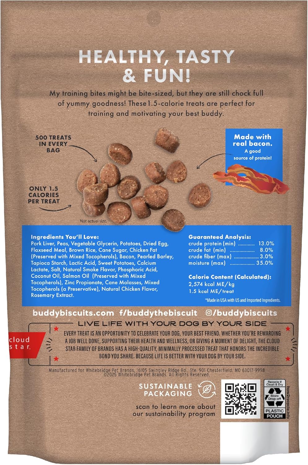 Buddy Biscuits Trainers 10 Oz. Pouch of Training Bites Soft & Chewy Dog