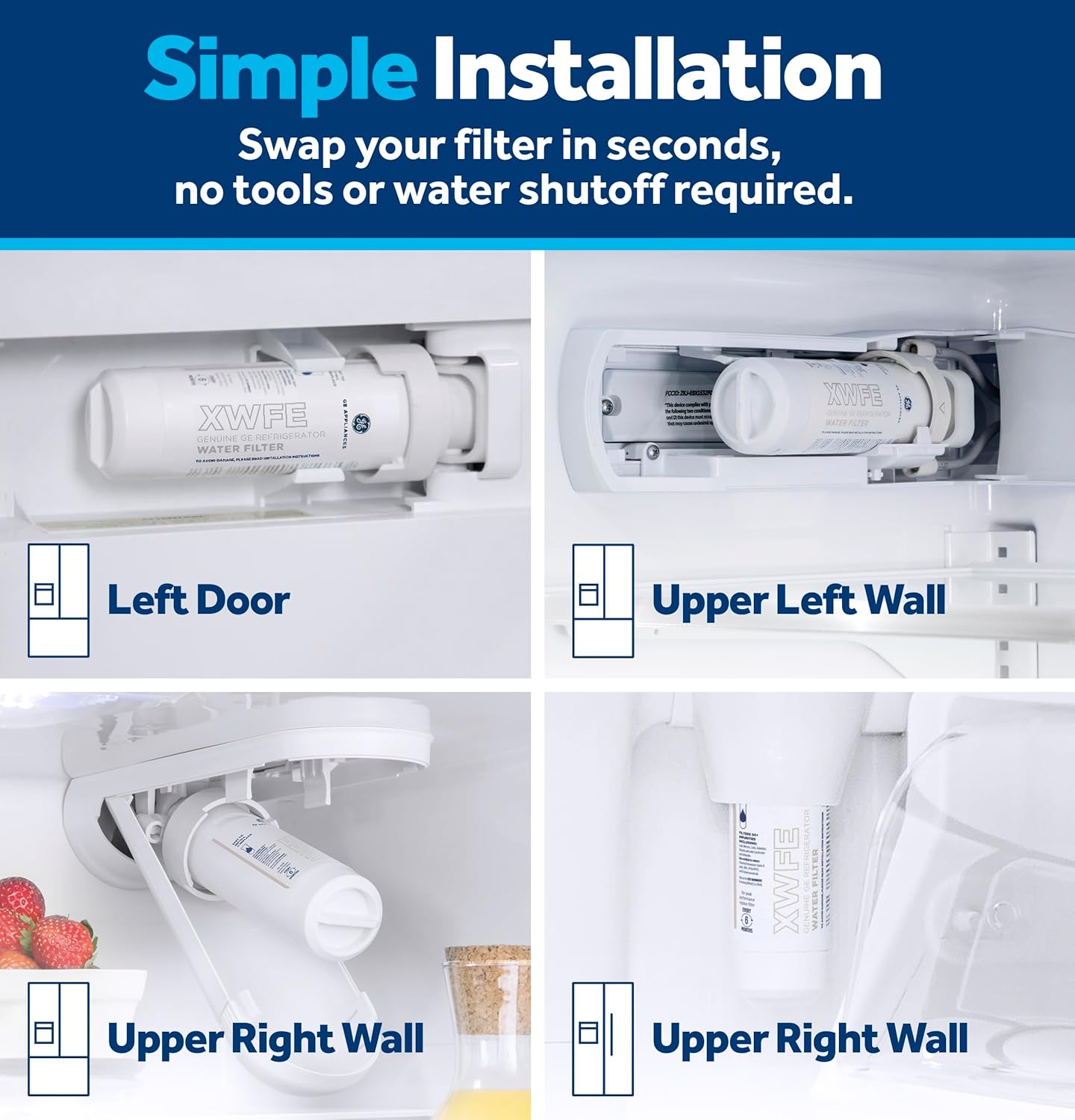 GE XWFE Refrigerator Water Filter, Genuine Replacement Filter, Certified to