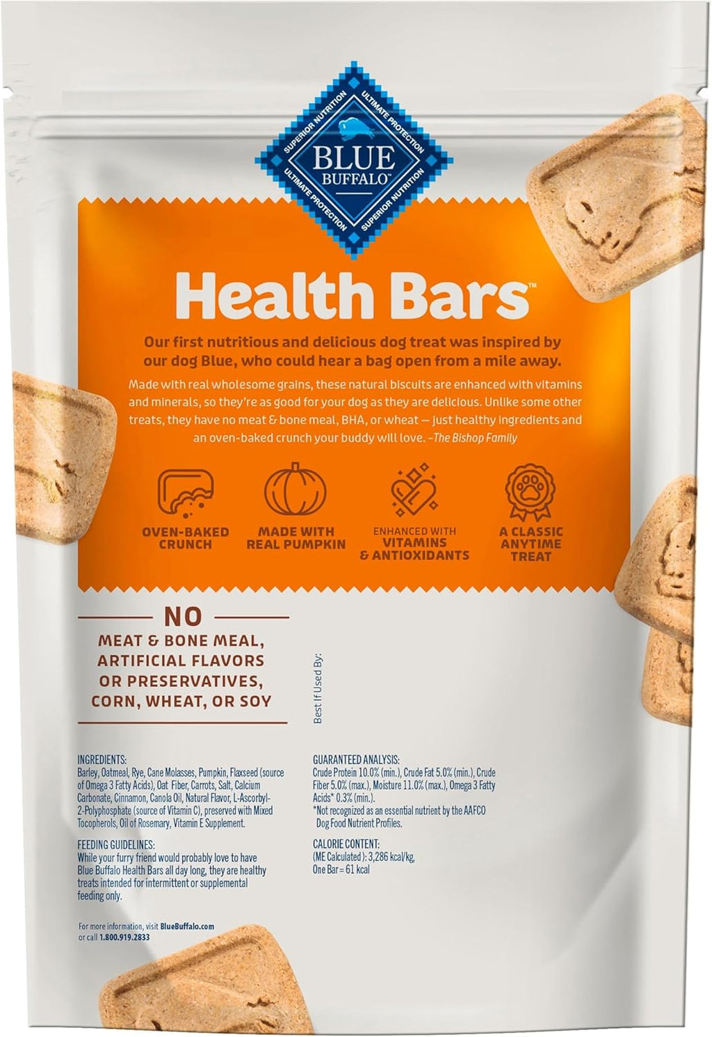 Blue Buffalo Health Bars Crunchy Dog Biscuits, Oven-Baked with Natural