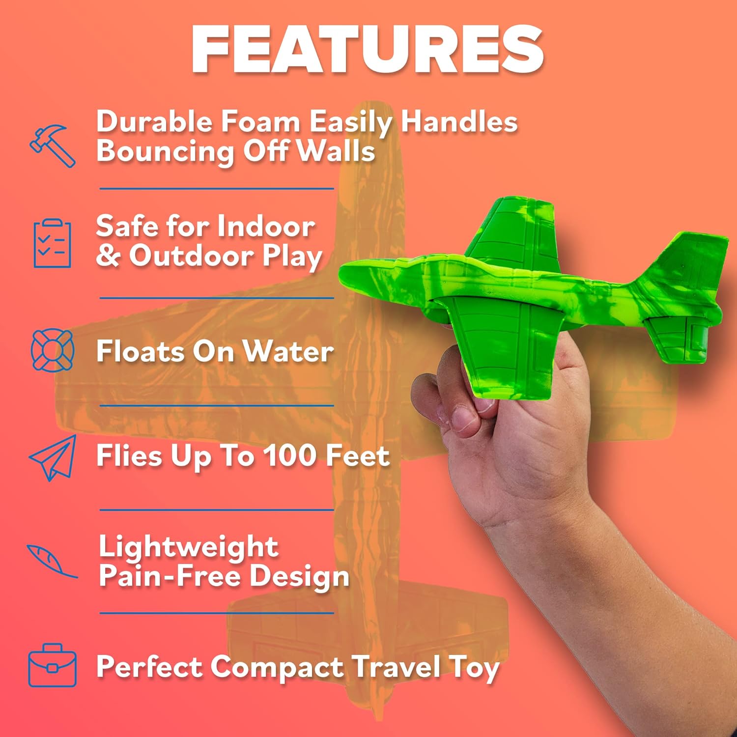 Foam Airplanes - Easter Basket Stuffers for Kids All Ages 4 5 6 7 8 9 10 Year
