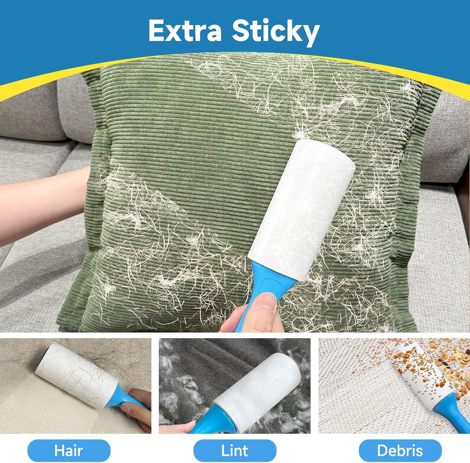 Swihauk 600 Sheets Extra Sticky Lint Rollers for Pet Hair, Easy Spiral Tear