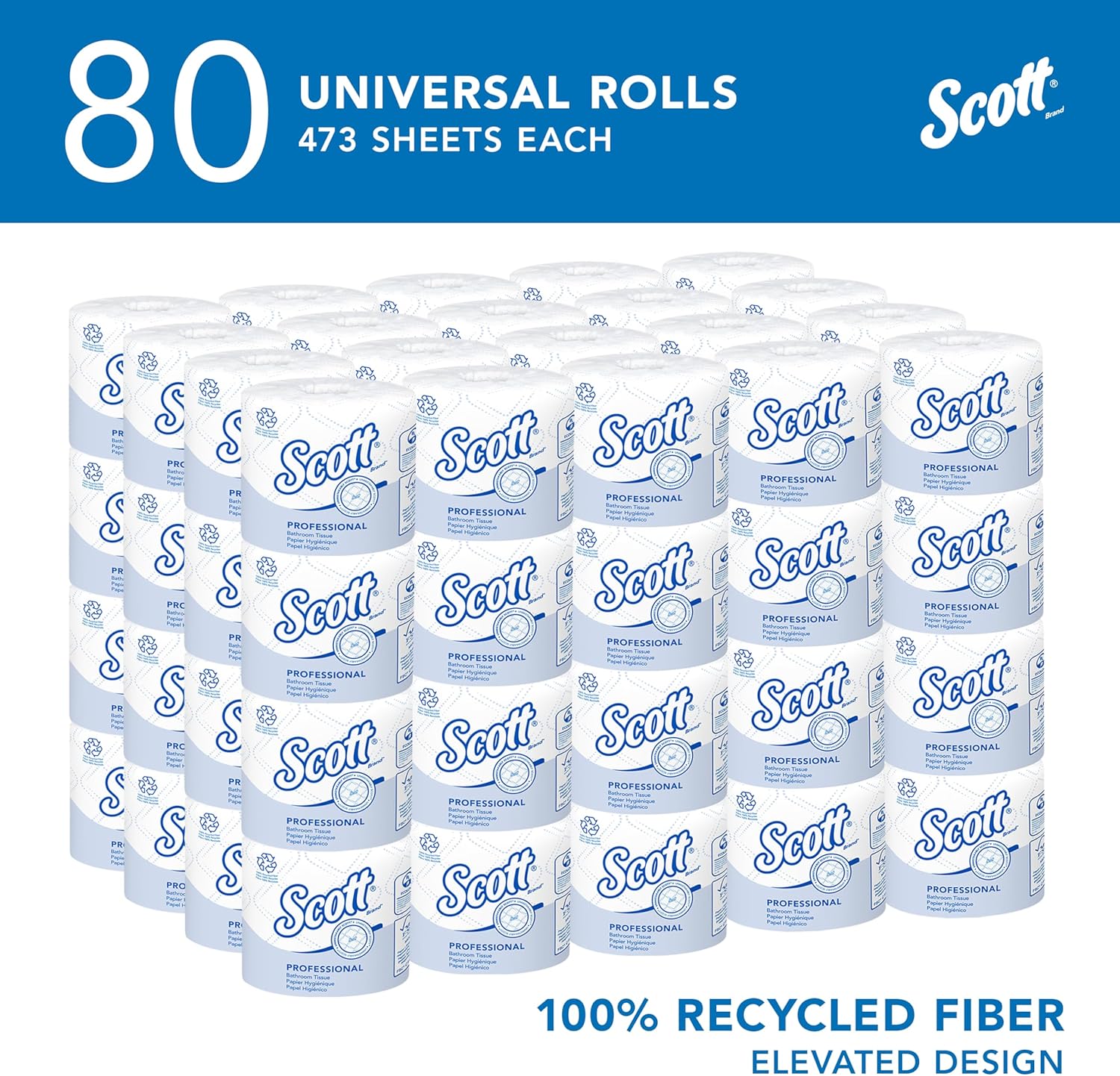 Scott Professional 100% Recycled Fiber Standard Roll Bulk Toilet Paper