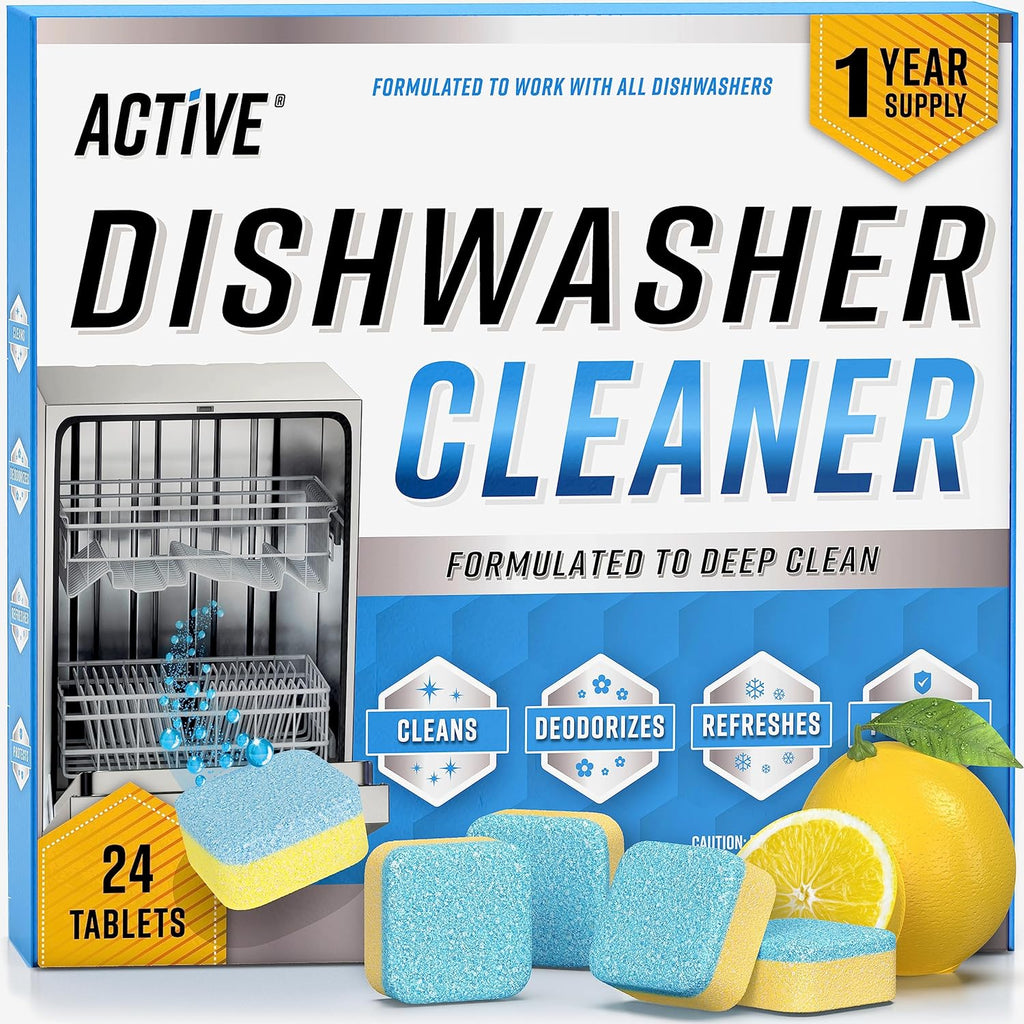 Dishwasher Cleaner And Deodorizer Tablets - 24 Pack Deep Cleaning Descaler