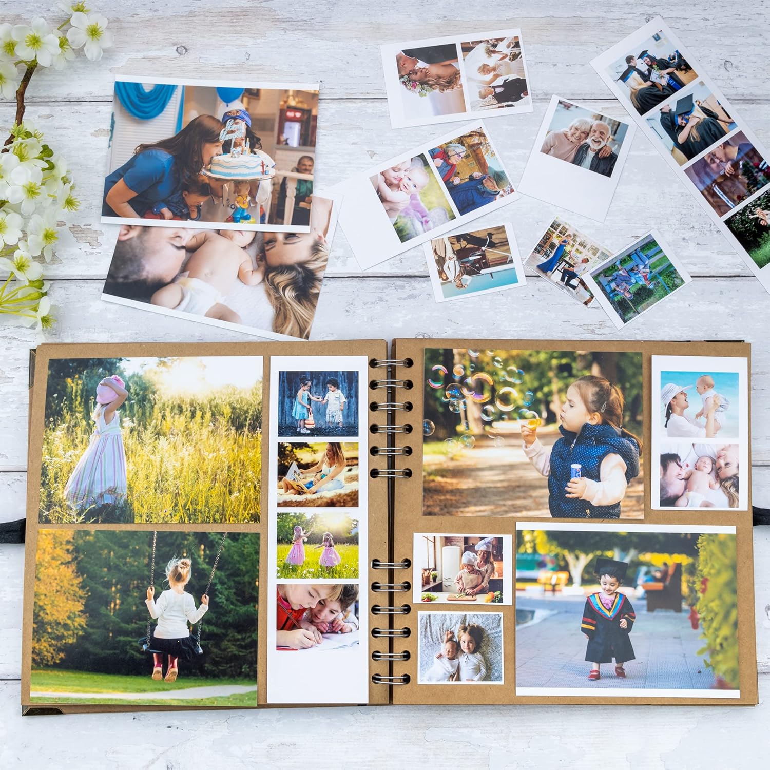 Bstorify Scrapbook Album 60 Pages (8 x 8 Inch) Brown Thick 200gsm Kraft