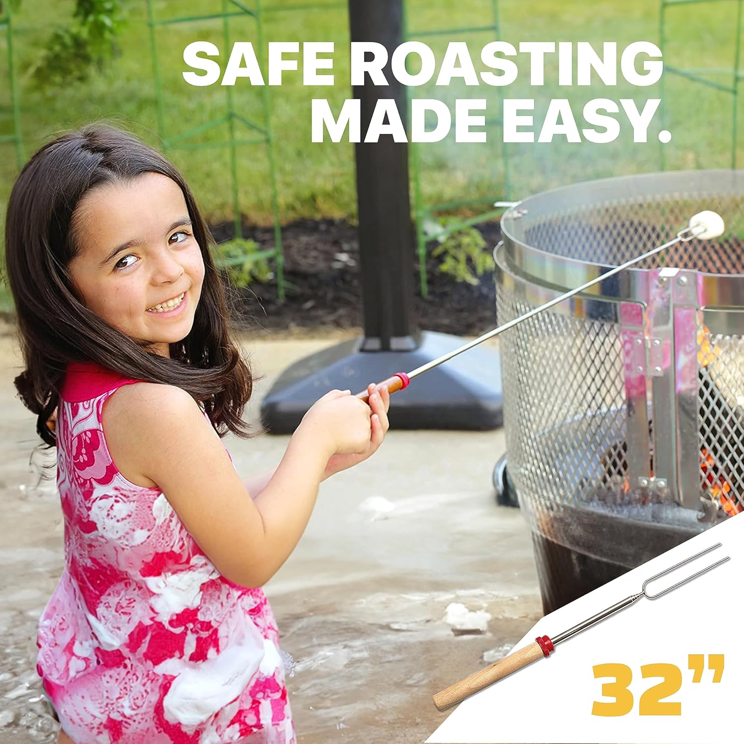 MalloMe Smores Sticks for Fire Pit Long - Marshmallow Roasting Sticks Smores