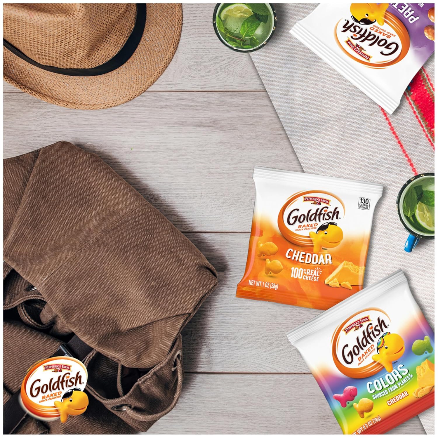Goldfish Crackers Big Smiles Variety Pack with Cheddar, Colors, and Pretzels