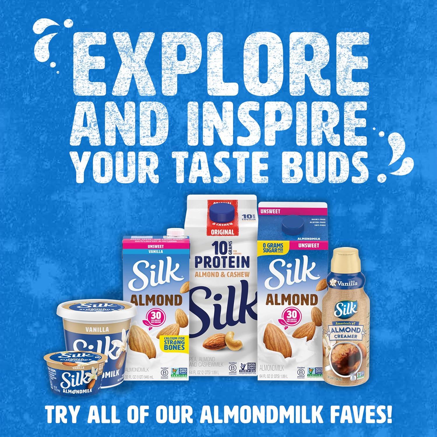 Silk Shelf-Stable Almond Milk, Unsweetened Vanilla, Dairy-Free, Vegan