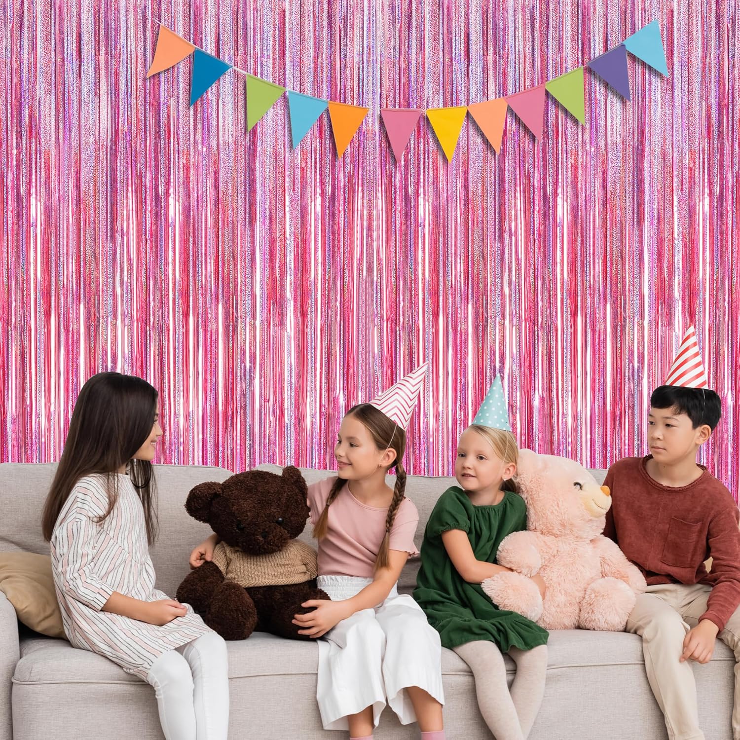 2 Pack Glitter Pink Backdrop, 3.28 FT x 7.05 FT Birthday Party Decorations