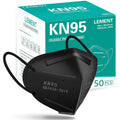 LEMENT 50pcs KN95 Face Mask Black 5 Layer Cup Dust Safety Masks Filter
