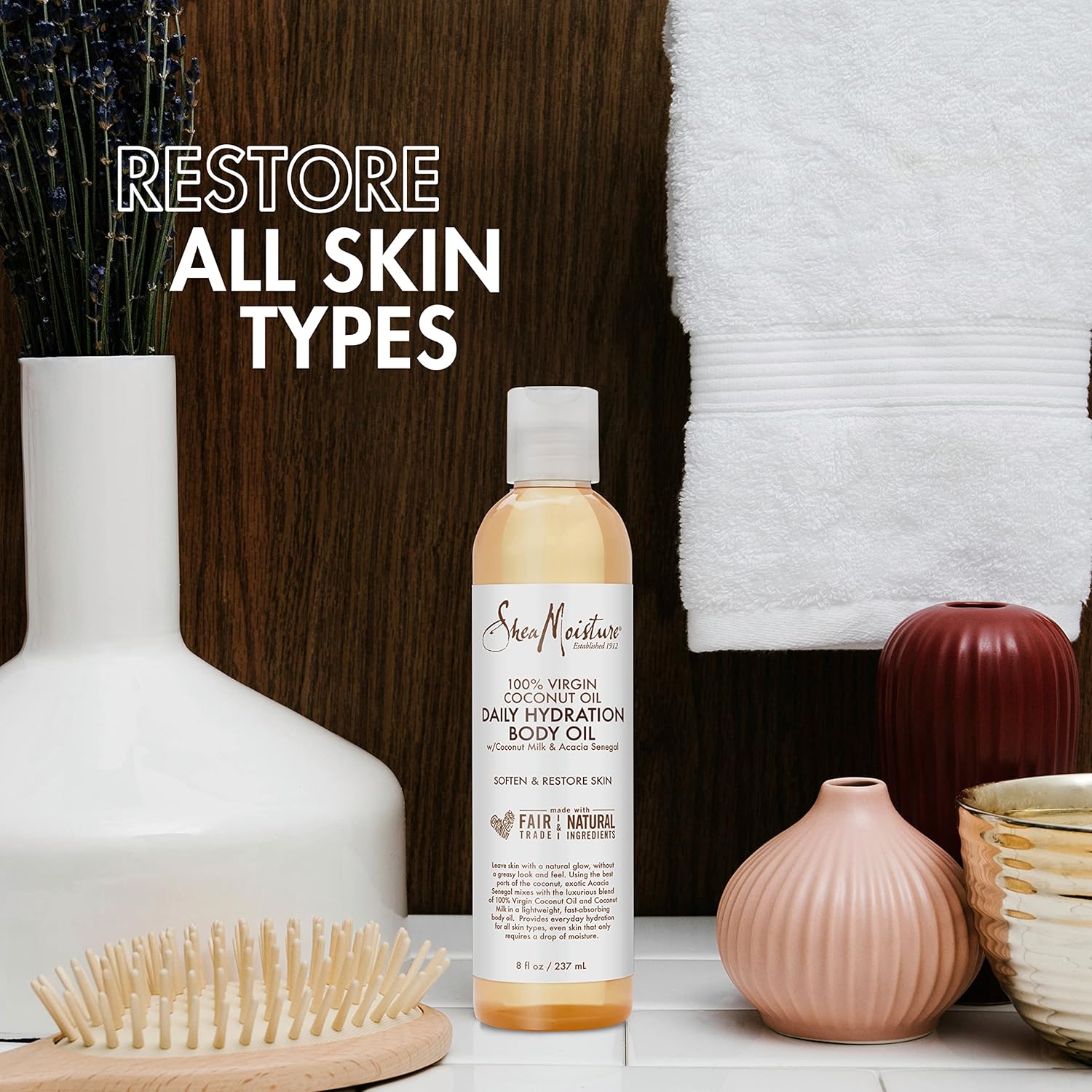 SheaMoisture Daily Hydration Body Oil Virgin Coconut Oil For Dry Skin Paraben
