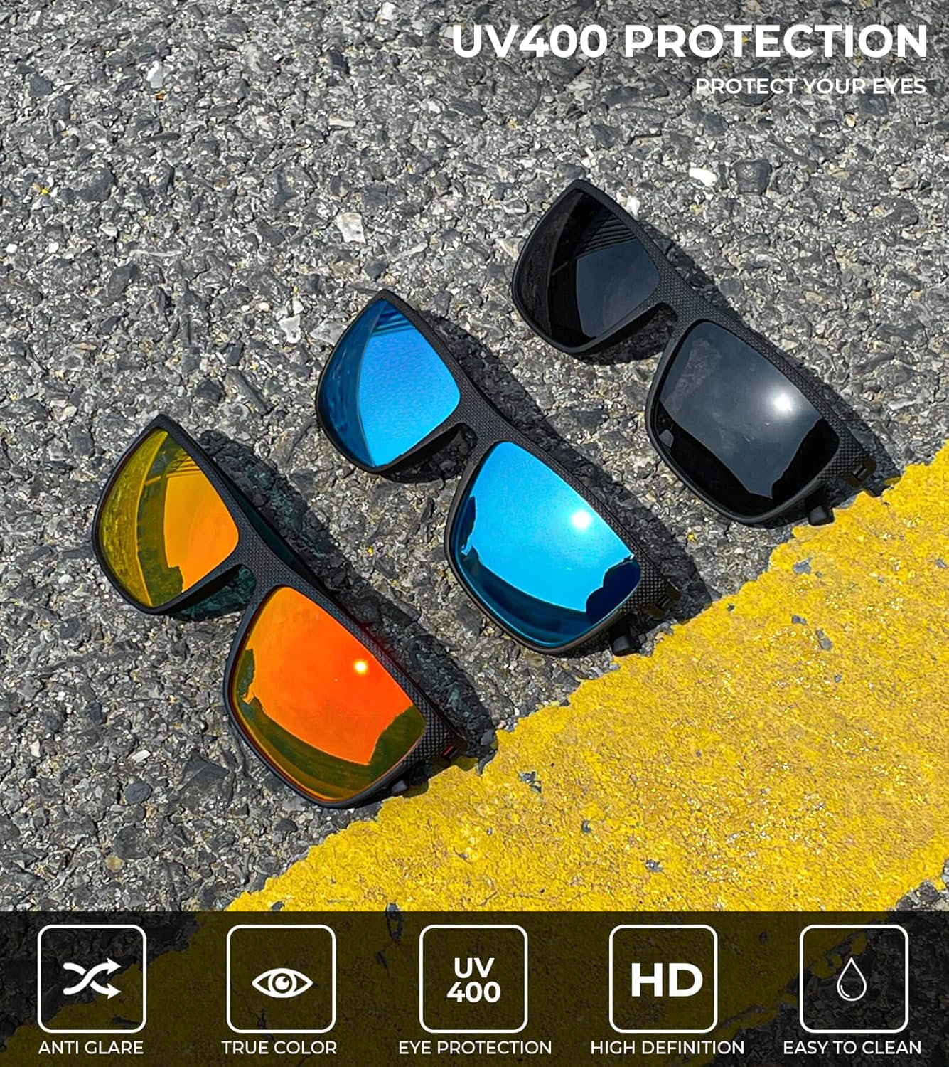 KALIYADI Polarized Sunglasses for Men, Lightweight Sun Glasses with UV