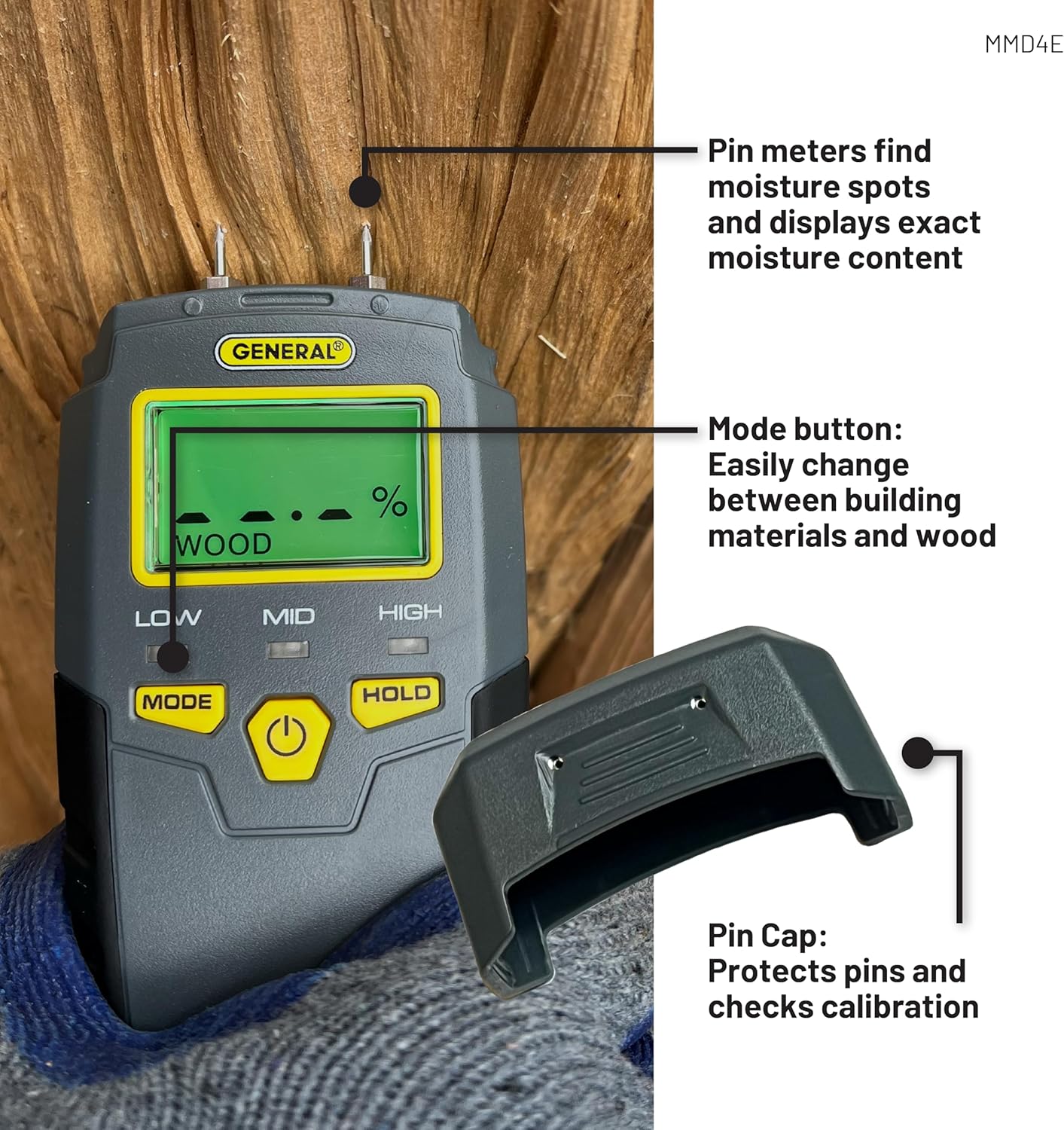 General Tools MMD4E Digital Moisture Meter, Water Leak Detector, Moisture