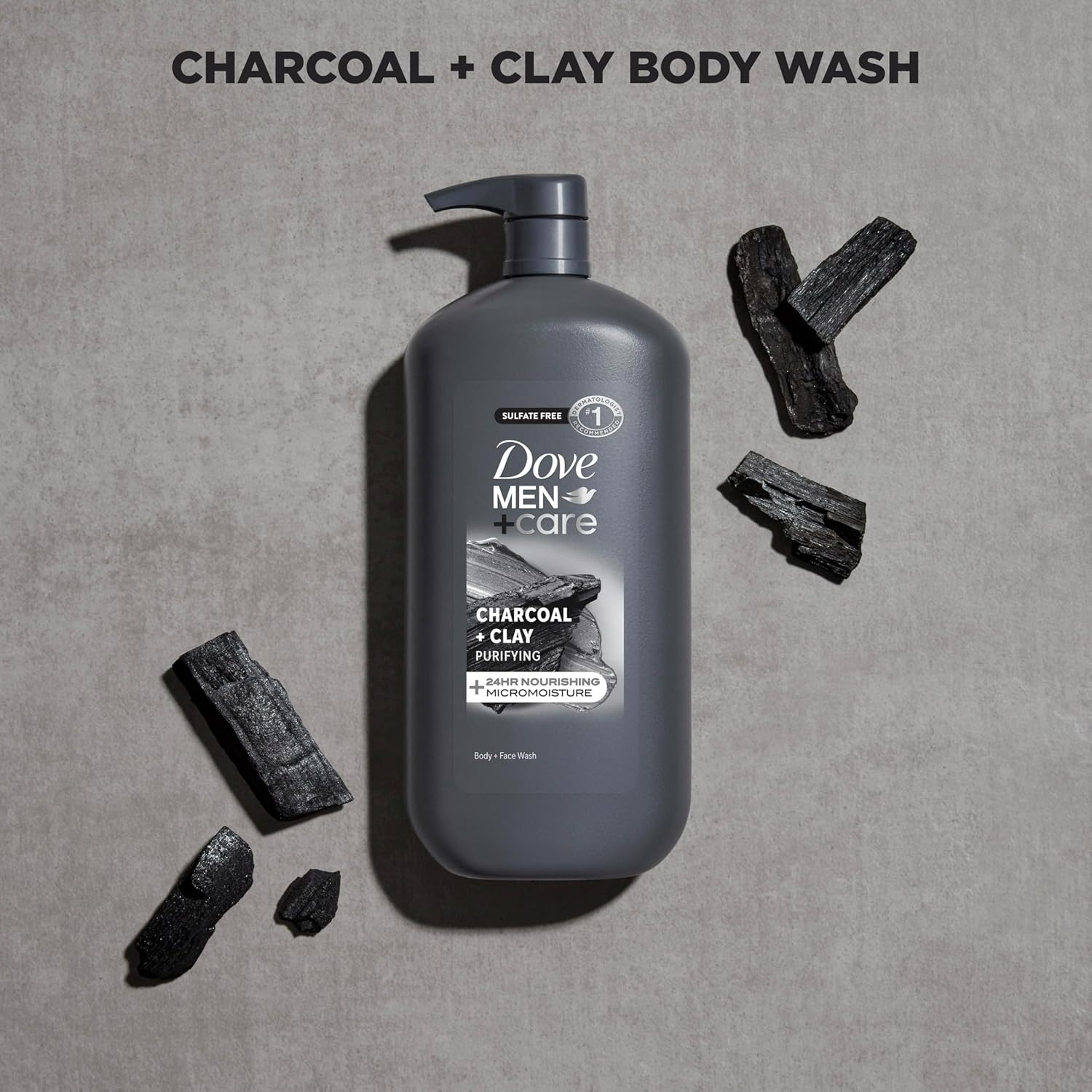 DOVE MEN + CARE Body and Face Scrub Charcoal + Clay Body Wash for Men with