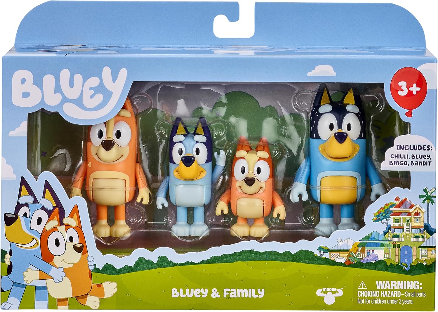 Bluey Family Figure Pack of 4, Robust Poseable Character Toys with Bingo